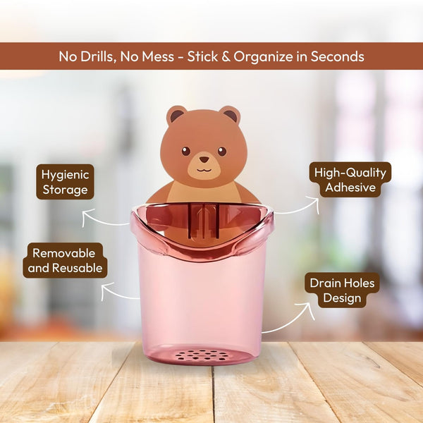 Cute Teddy Bear Wall Buddy Toothbrush Holder | 🔥Buy 1 Get 1 Free🔥