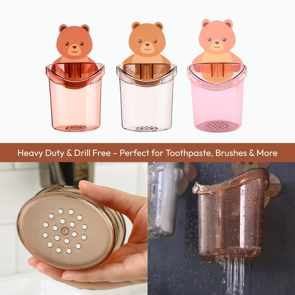 Cute Teddy Bear Wall Buddy Toothbrush Holder | 🔥Buy 1 Get 1 Free🔥