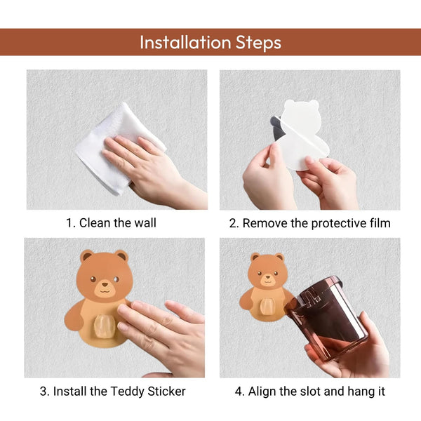 Cute Teddy Bear Wall Buddy Toothbrush Holder | 🔥Buy 1 Get 1 Free🔥